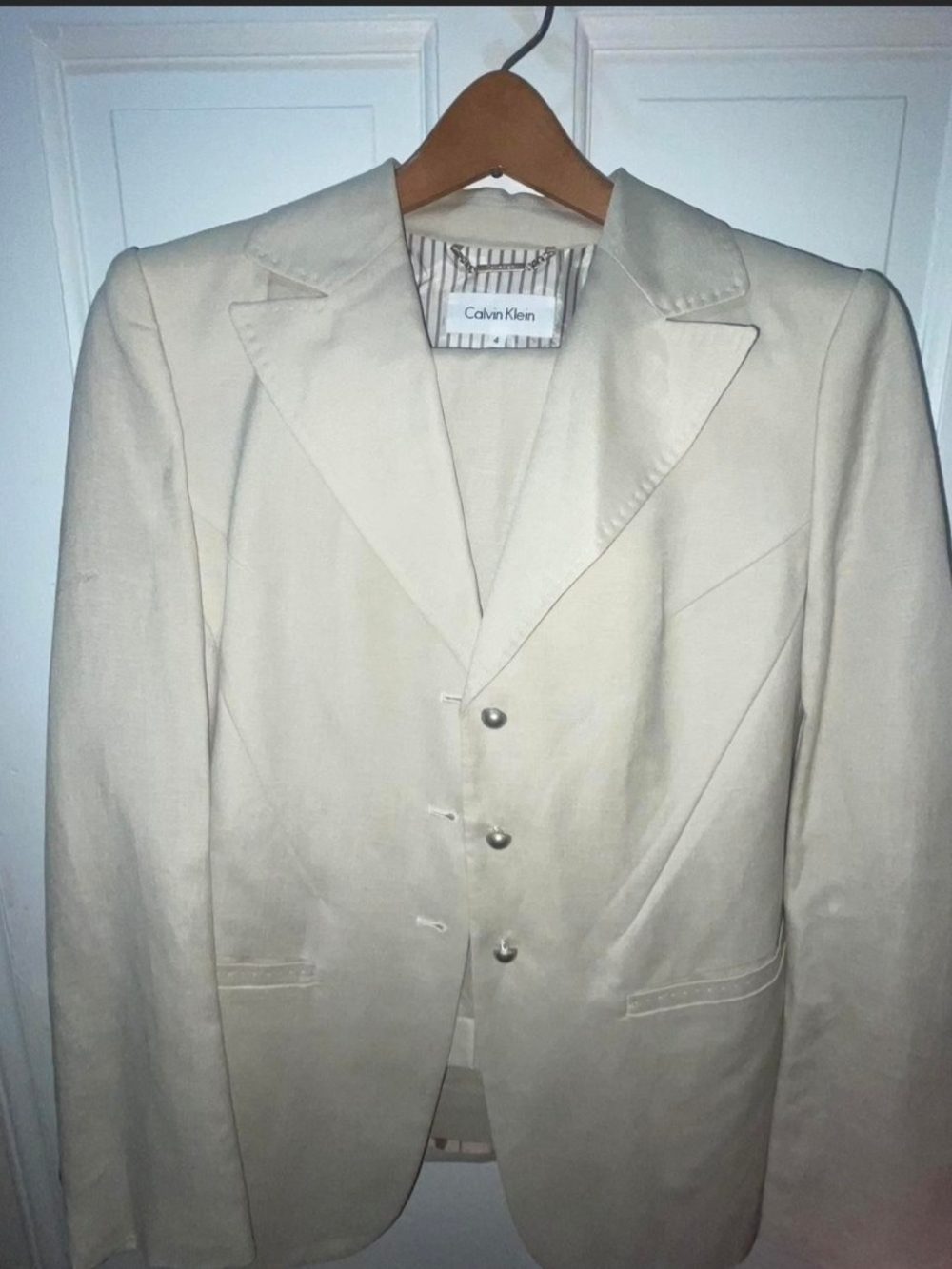 Vintage Calvin Klein Cream Single-Breasted Blazer